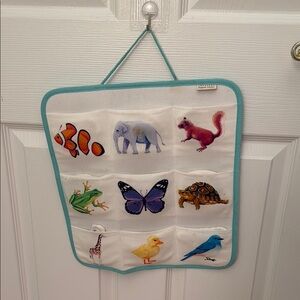 Lovevery Animal Print Wall Hanging with Blue Trim